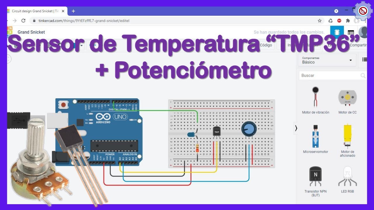 ✅ Sensor de Temperatura TMP36 + Potenciómetro (Termostato) con Arduino y Simulación en TINKERCAD 💥