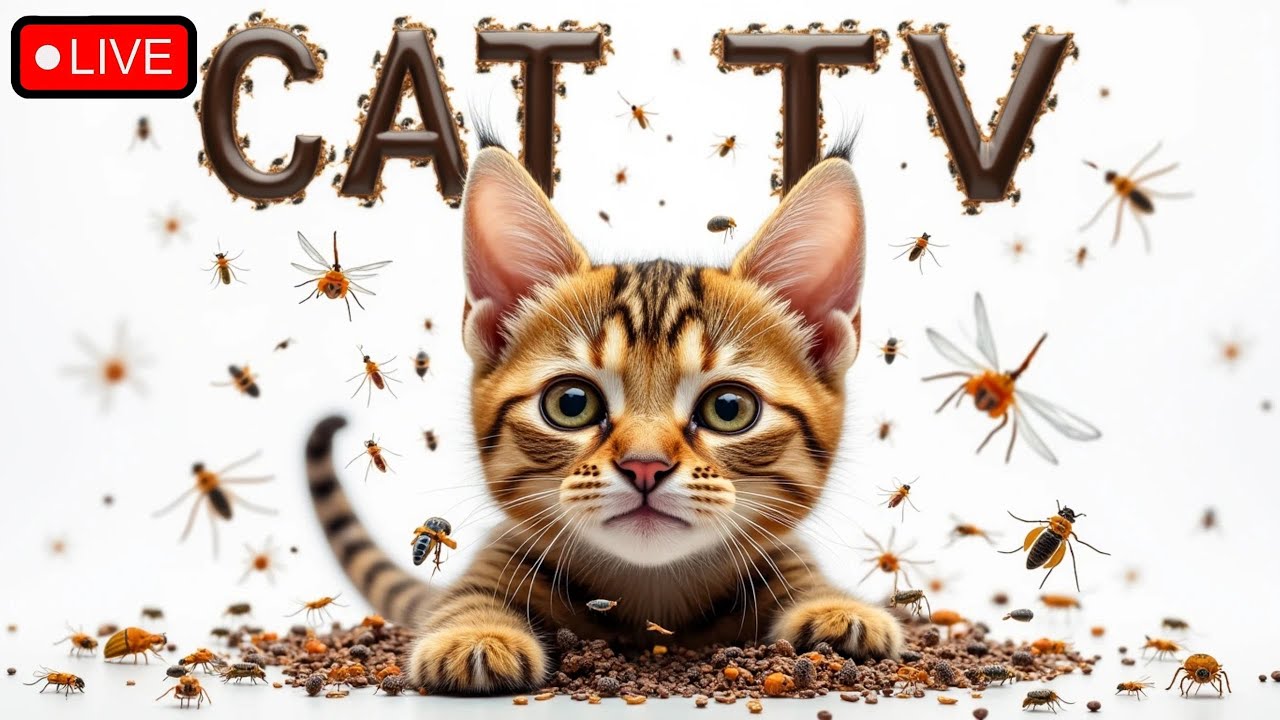 🔴12Hours LIVE : CAT GAMES | Cat TV for Cats to Watch — Relaxing Videos for Cats at Home Episode 4🐝🐞🦋