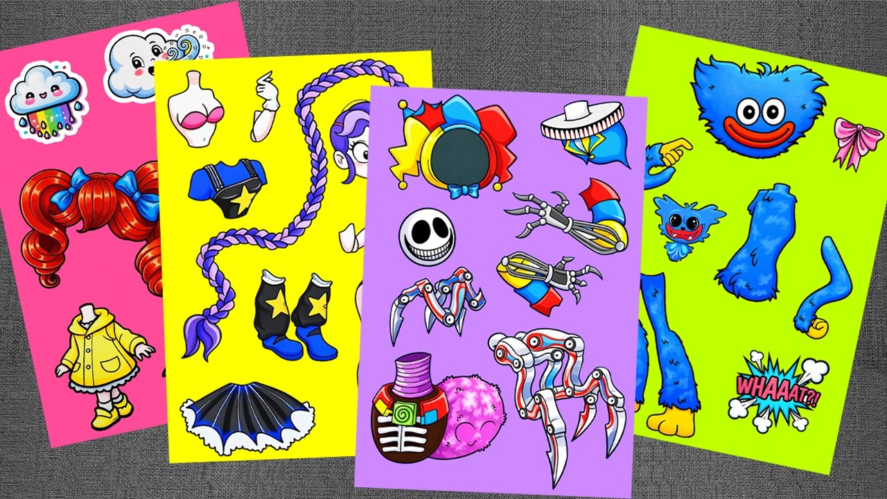POPPY PLAYTIME 5 Monster Family ⭐ Lily LoveBraids, Doey Jack in the Box | Sticker Book DIY