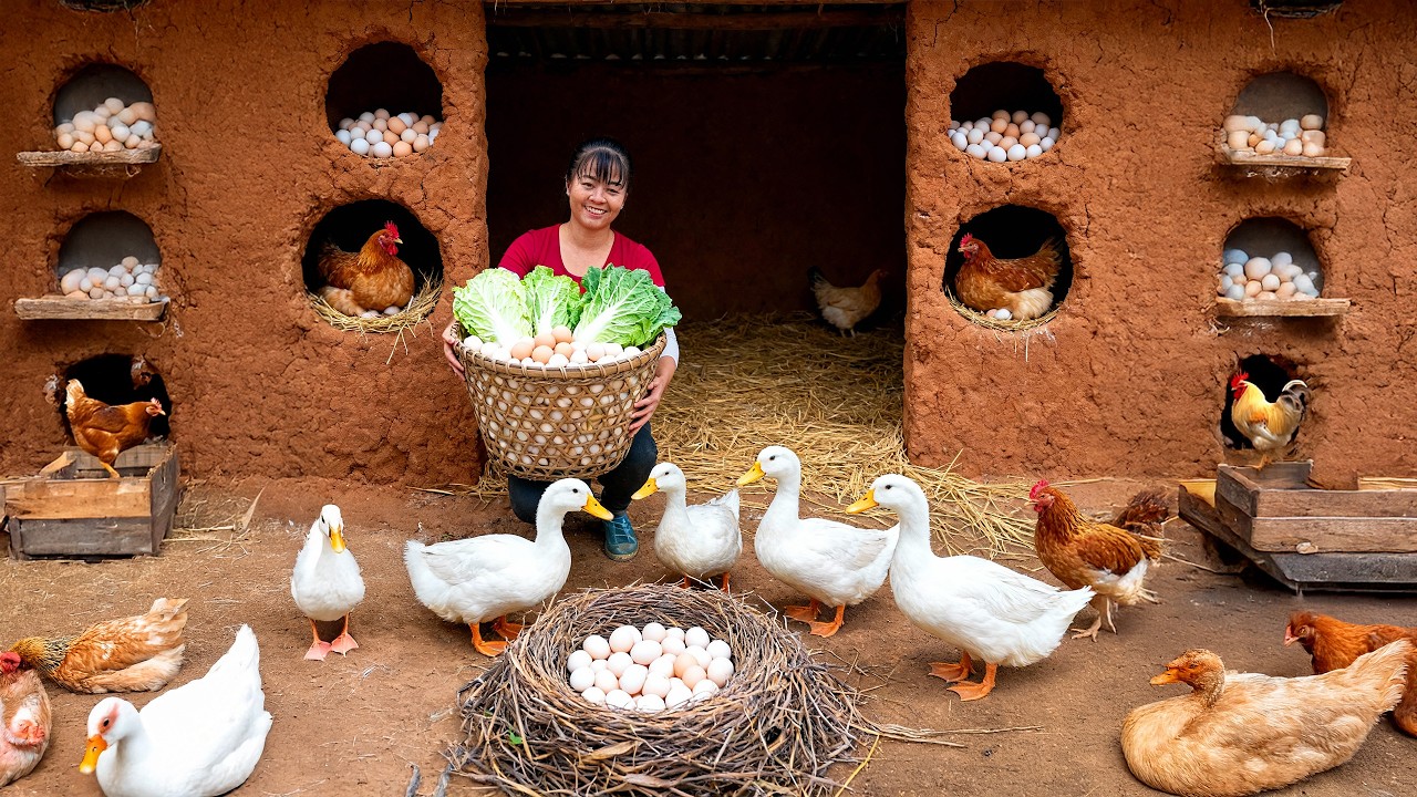TIMELAPSE -- Harvest Giant Ducks After 3 Months of Raising, Go to Market Sell & Build Nest for Ducks