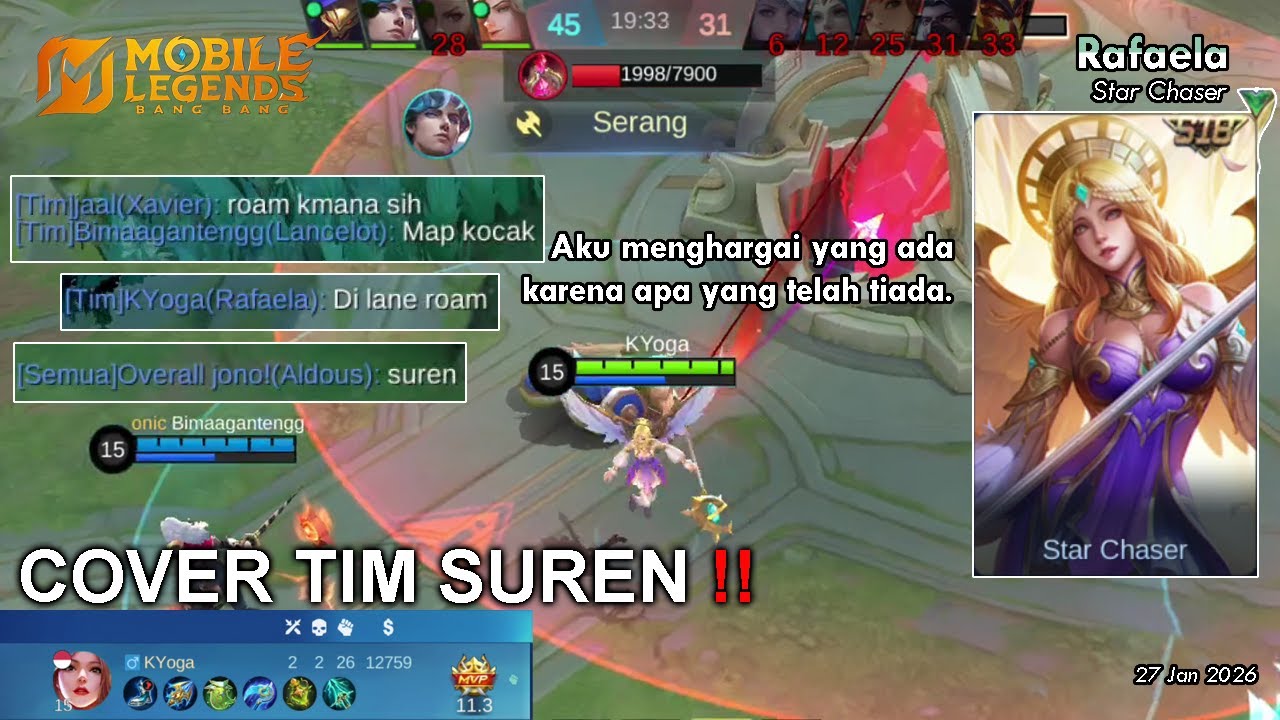 COVER TIM SUREN!! SALING MENYALAHKAN - RAFAELA STAR CHASER . MOBILE LEGENDS BANG BANG