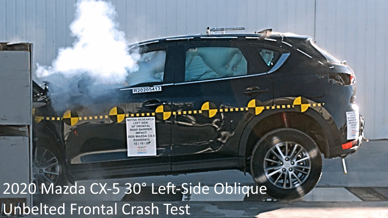 2020 Mazda CX-5 30° Left-Side Oblique Unbelted Frontal Crash Test (THOR Dummy Assessment)