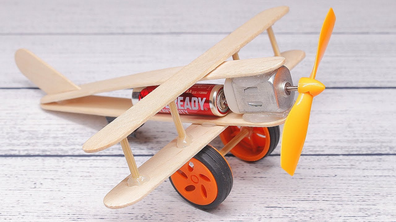 How to make A Plane with DC Motor - Toy Wooden Plane DIY