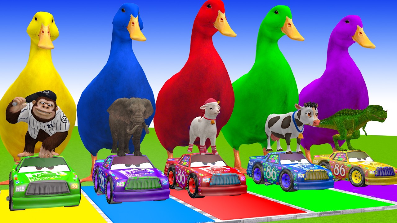 Long Slide Game With Cow Elephant Gorilla Hippopotamus Tiger 3d Animal Game Funny 3d Animals