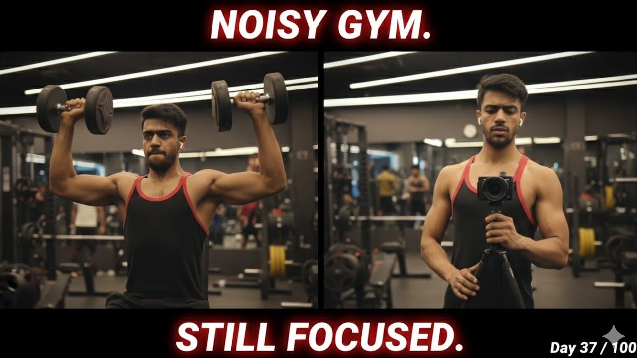 Day 37 – Noisy Gym, Self Shot Struggle & Guiding Beginners 💪🔥 | 100 Days Bulking