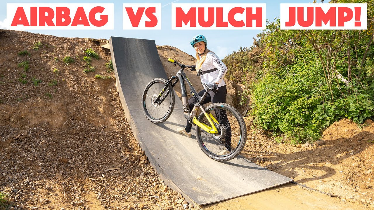 RIDING THE NEW AIRBAG AND MULCH JUMP AT THE LOCAL BIKEPARK!
