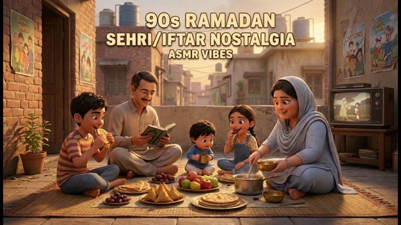 1990s Ramadan Days ASMR | Nostalgic Sehri to Iftar in Old Lahore | 3D Cartoon Retro Vibes