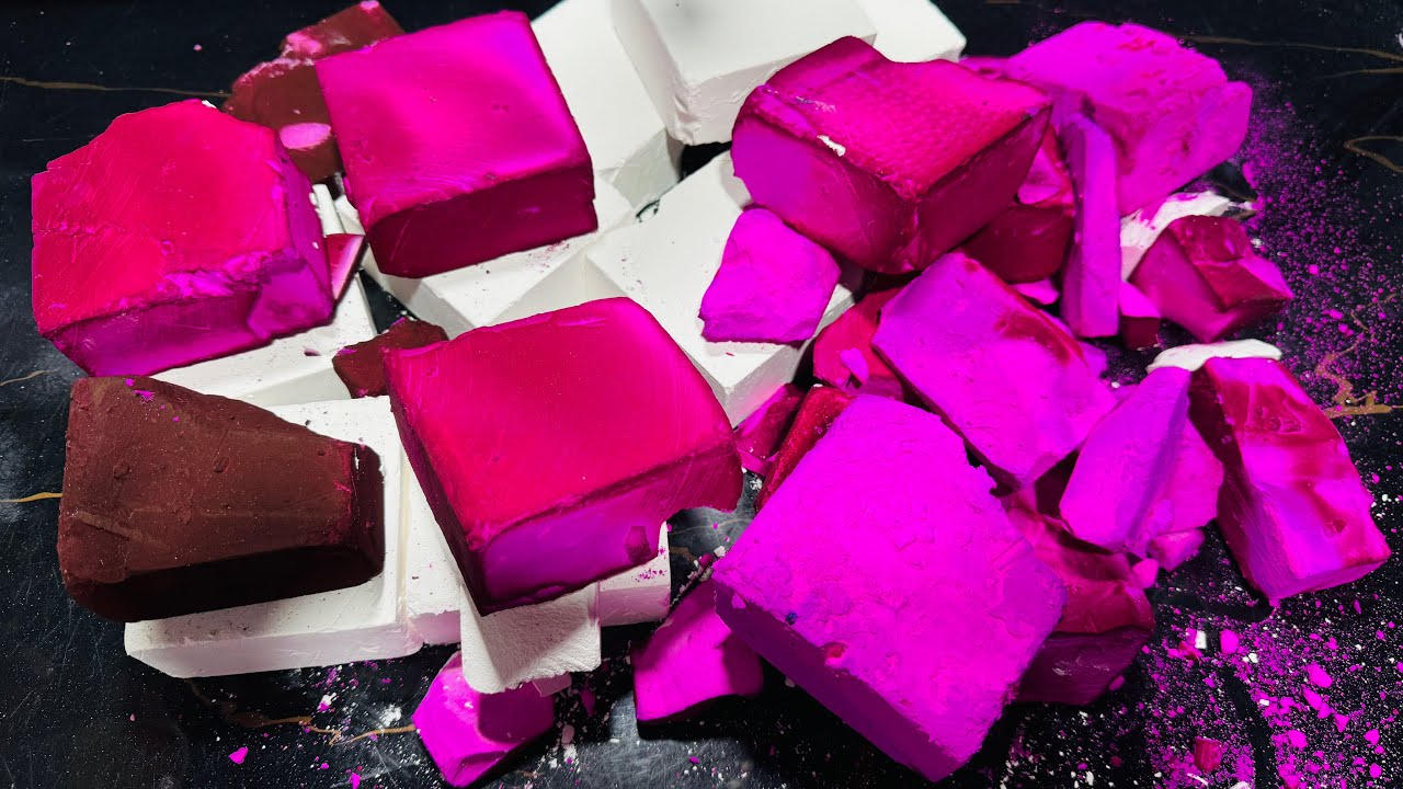 Hot Pink Fresh Dyed Gym Chalk Crush | Oddly Satisfying ASMR