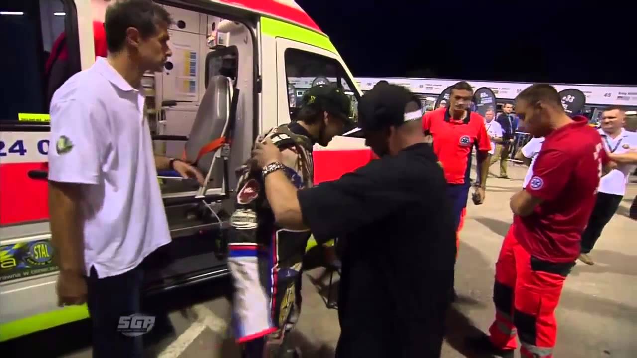Greg Hancock and Niels Kristian Iversen - Speedway Grand Prix Poland 30/08/2014. Crash