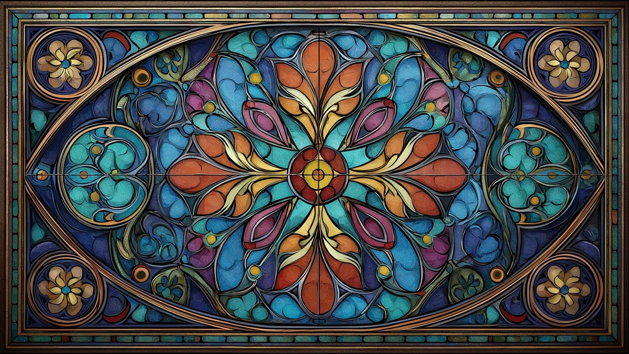Ornamental Stained Glass Pattern | Still Art Screen Saver | 4K