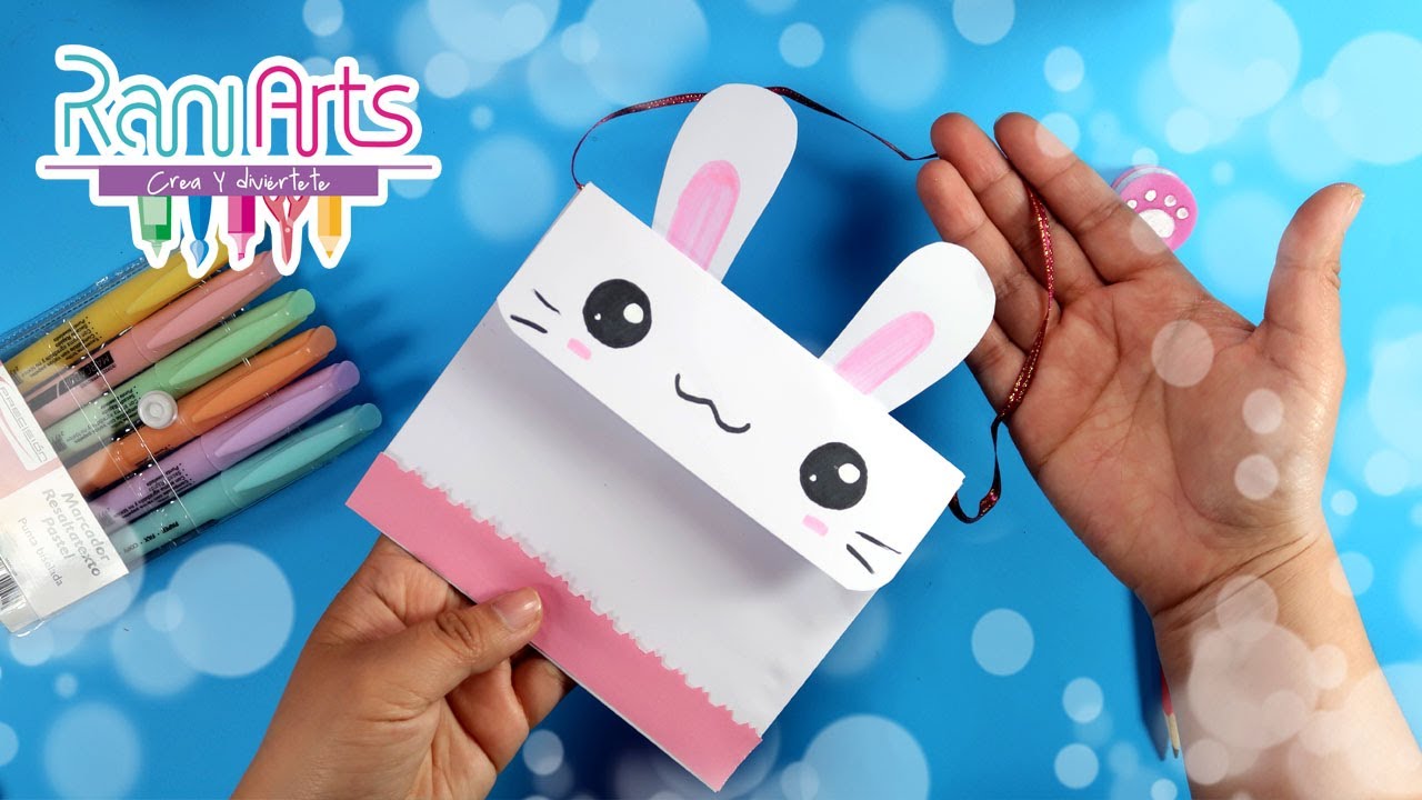 Haz una Bolsa de papel de CONEJO fácil - DIY - Paper BUNNY bag easy