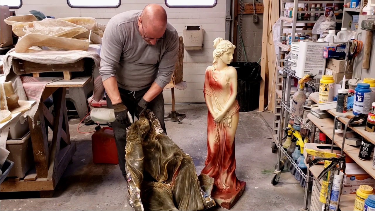 Fiberglass Friday, all mother molds finished,stripping rubber from a large model.