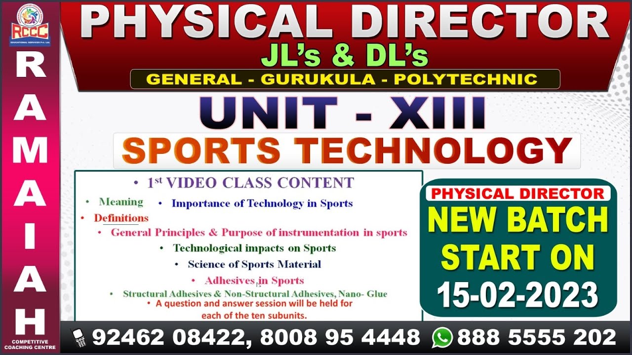 JL's & DL's || PHYSICAL DIRECTOR || SPORTS TECHNOLOGY || UNIT -XIII || RAMAIAH COACHING CENTRE
