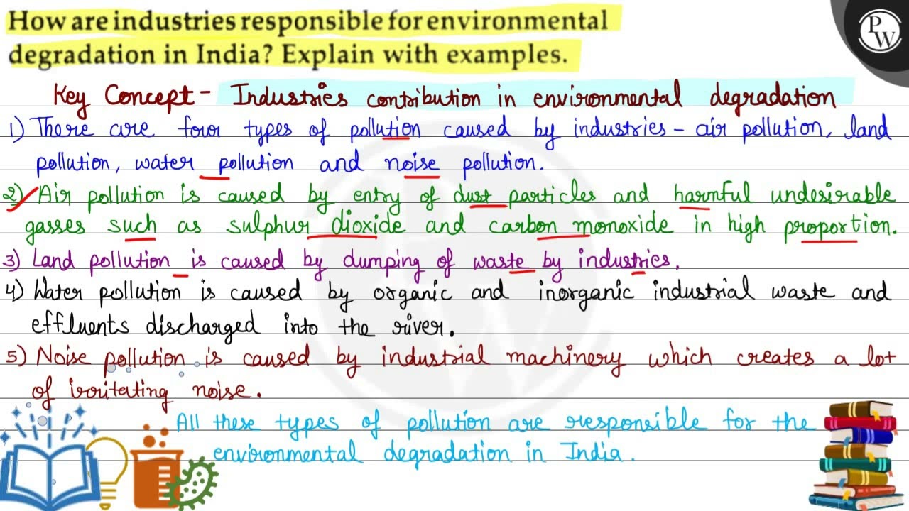 How are industries responsible for environmental degradation in India? Explainith examples.