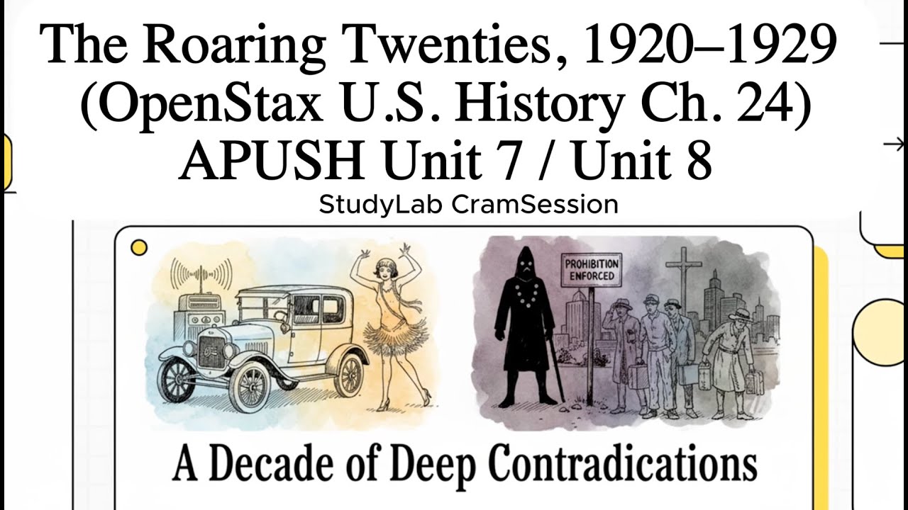 The Roaring Twenties, 1920–1929 (OpenStax U.S. History Ch. 24) | APUSH Unit 7 / Unit 8