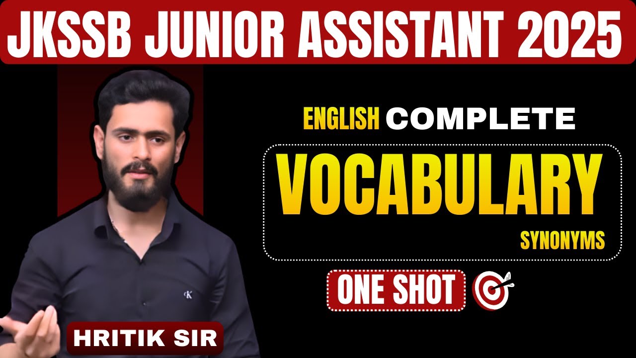 JKSSB Junior Assistant 2025 | ENGLISH VOCABULARY | SYNONYMS | One Shot | English with Hritik sir 