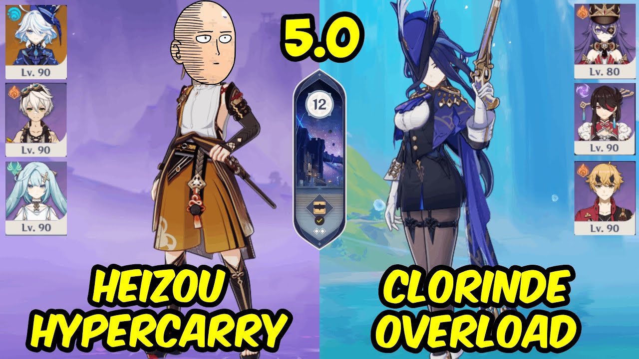 c5 Heizou Hypercarry and c0 Clorinde Overload- Genshin Impact Spiral Abyss 4.8/5.0