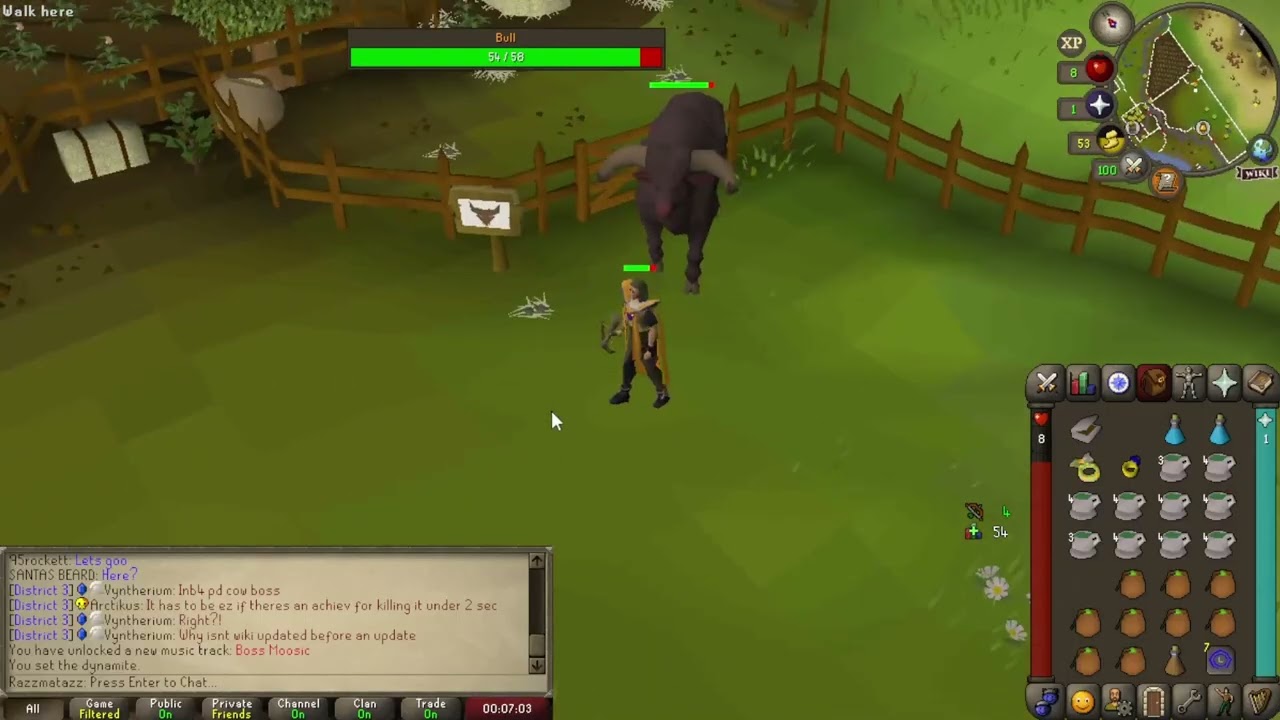 Day One Level 3 Cow Boss Guide - Killing Brutus on a Skiller