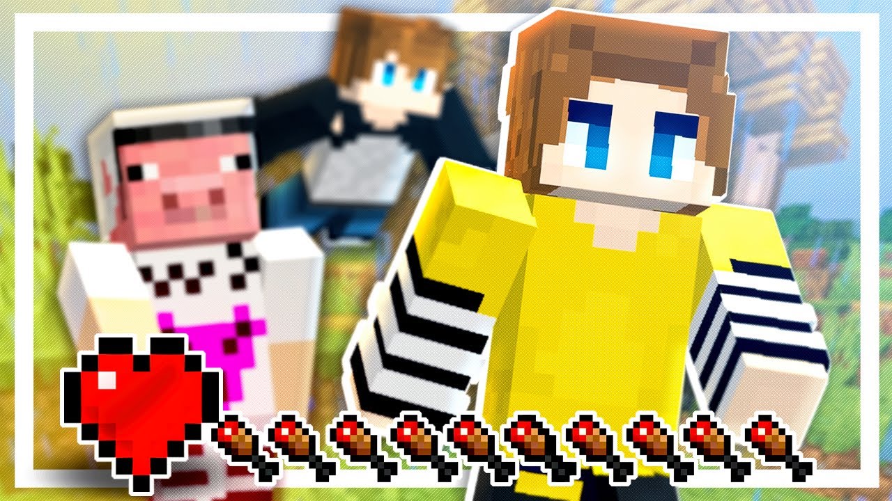 Beating Minecraft for the 1ST TIME but we only have 1 HEART!! and we're all pretty stupid