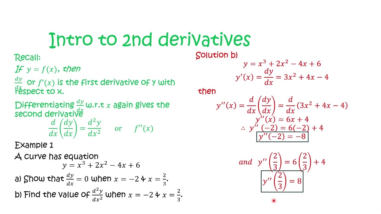Differentiation Part 5 (introduction to second derivatives)