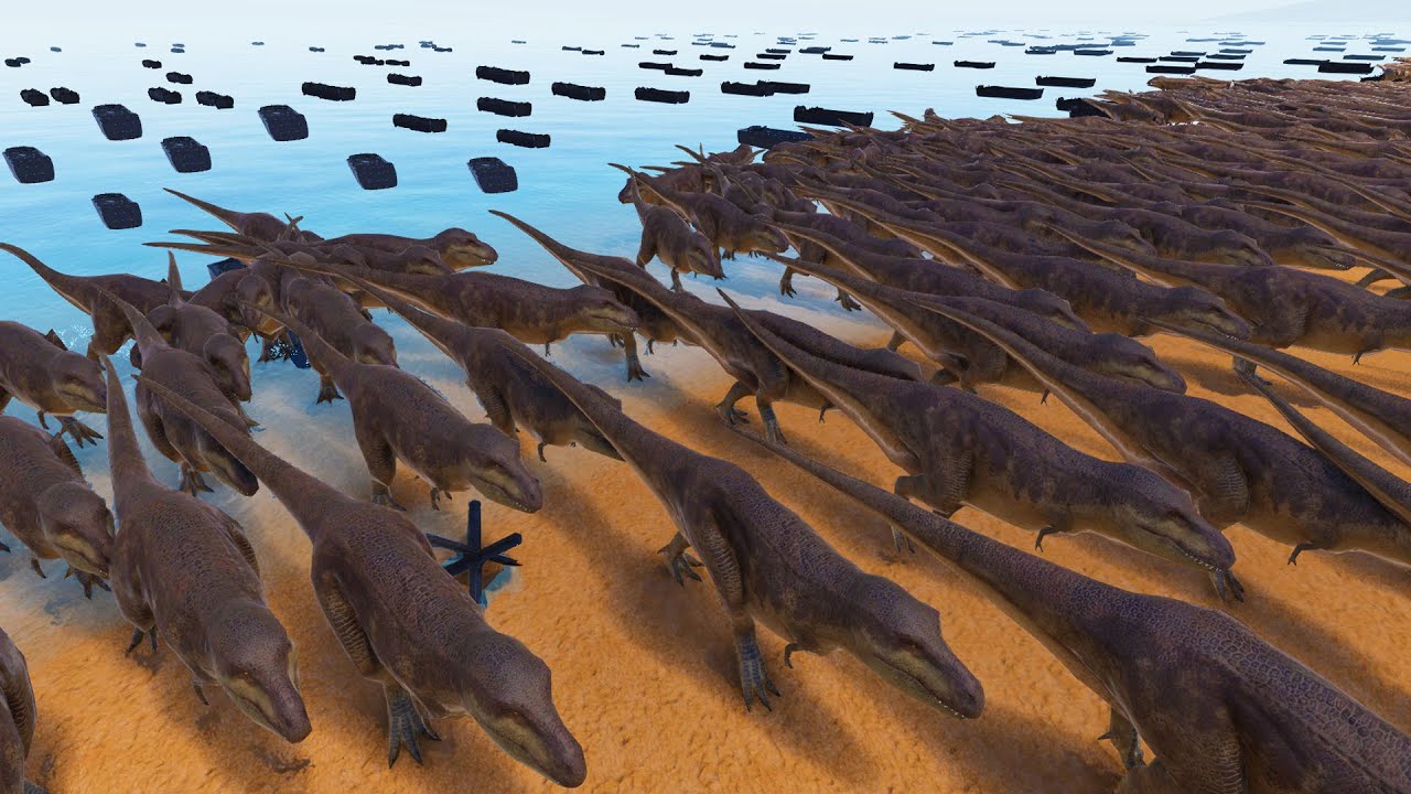 100,000 T-REX Charge Omaha Beach D-DAY Defenses! - UEBS 2 Ultimate Epic Battle Simulator 2