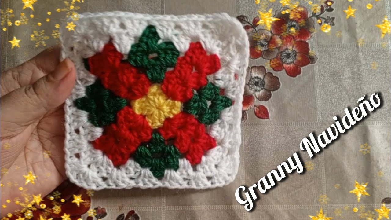 Granny Square Navideño a Crochet / Tejiendo Con Fanny 