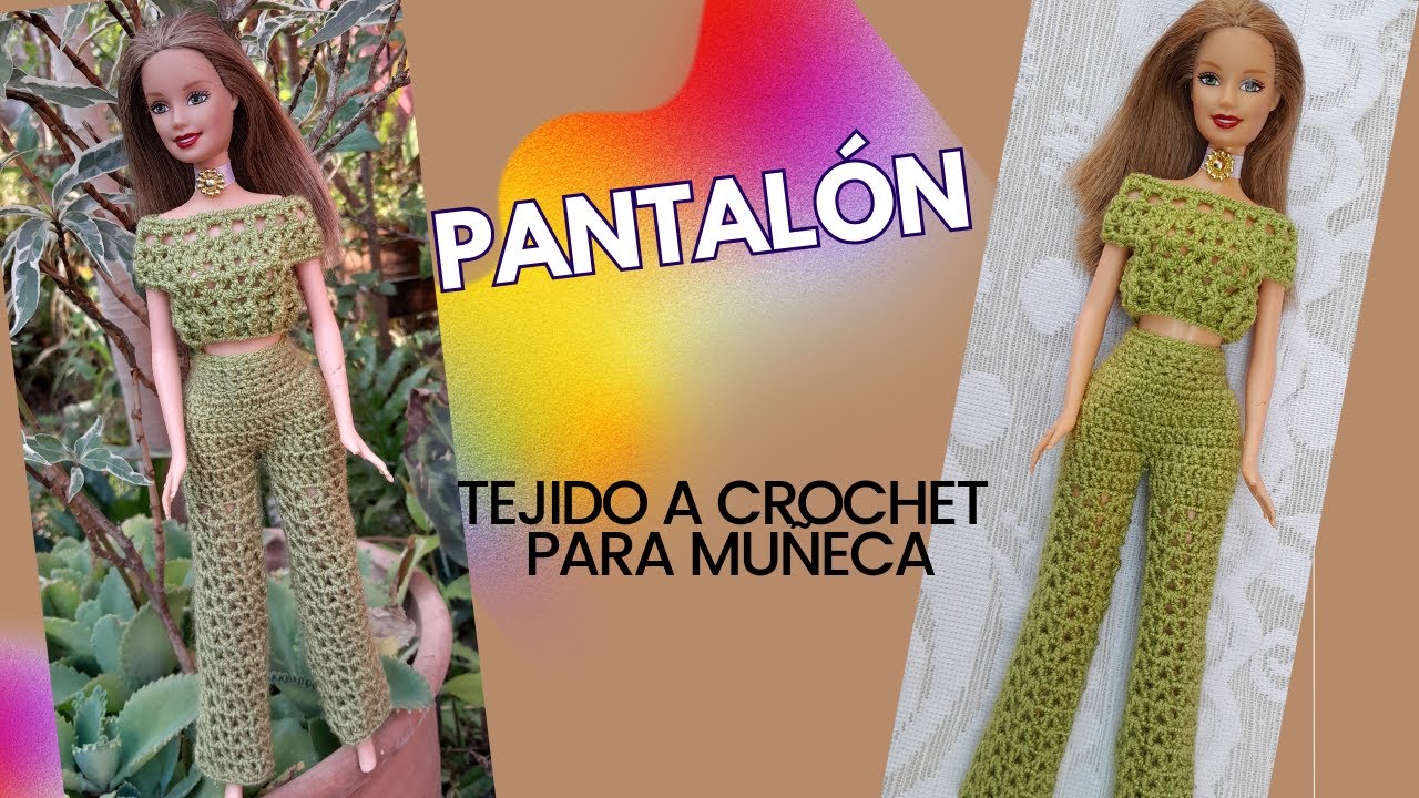 Pantalón Verde olivo Tejido a Crochet para Muñeca Fácil.