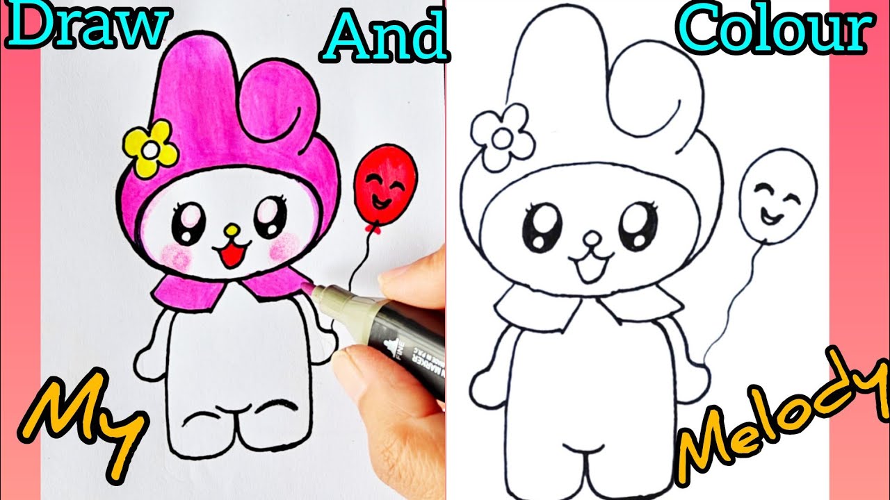 How To Draw Cute My Melody From Sanrio 🐰🎀 | EASY Step by Step Drawing, Painting & Coloring For Kids