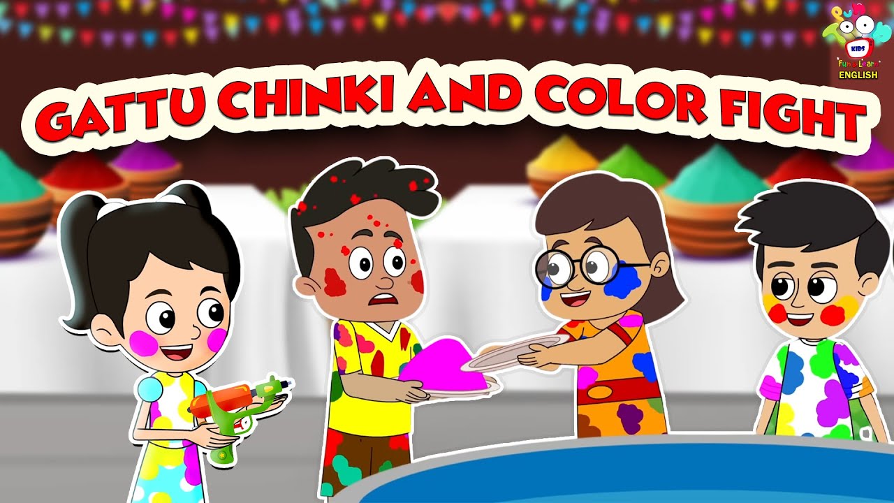 Gattu Chinki And Color Fight | Happy Holi | Holi Celebration | English Animated | English Cartoon