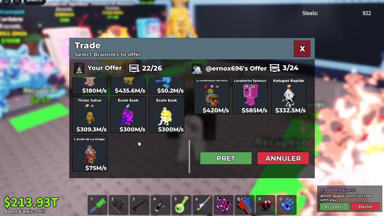 ⚠️LIVE FR steal a brainrot trade cherche gros ✨‼️