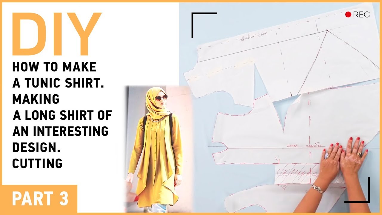 DIY: How to make a tunic dress. Making a shirt dress of an interesting design. Cutting.