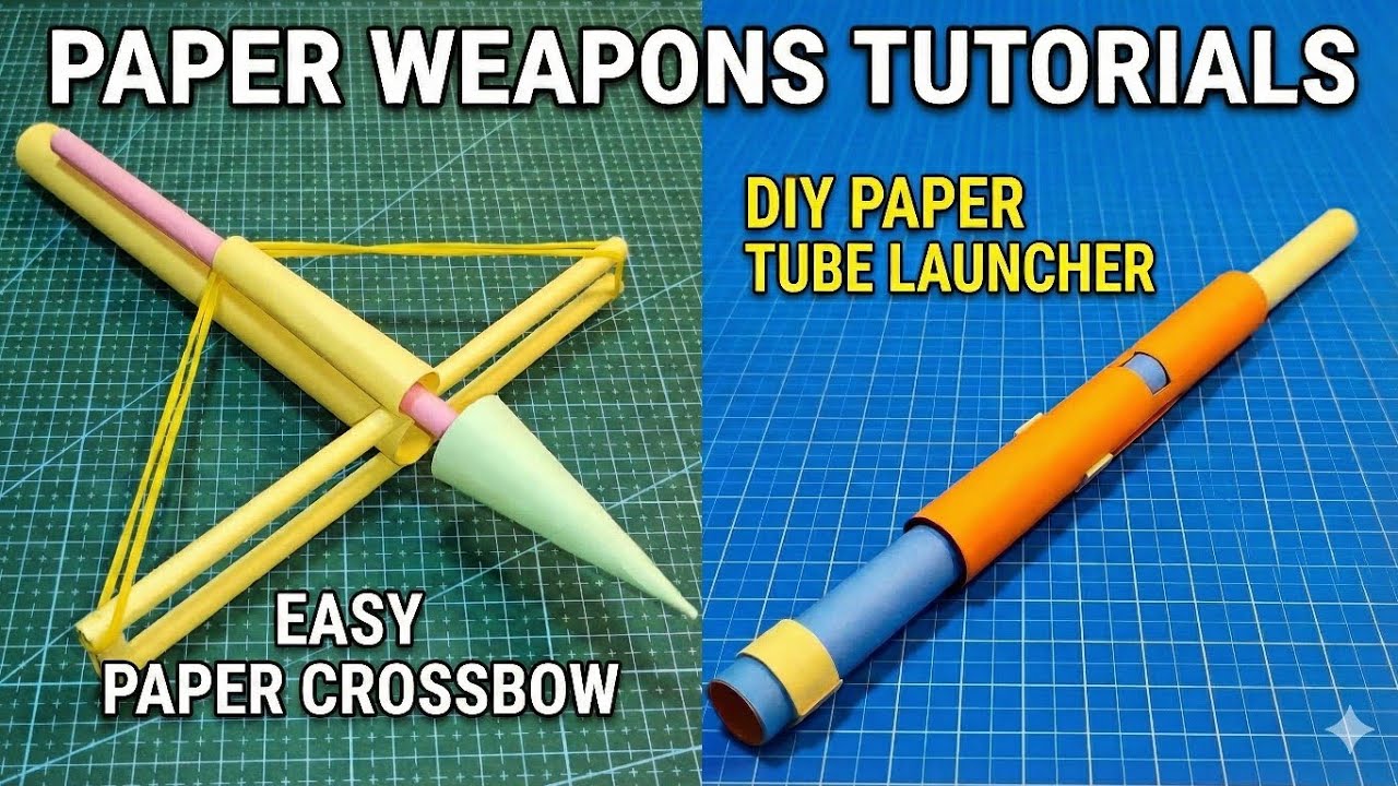DIY Paper Weapons Tutorial | Easy Paper Crossbow & Tube Launcher
