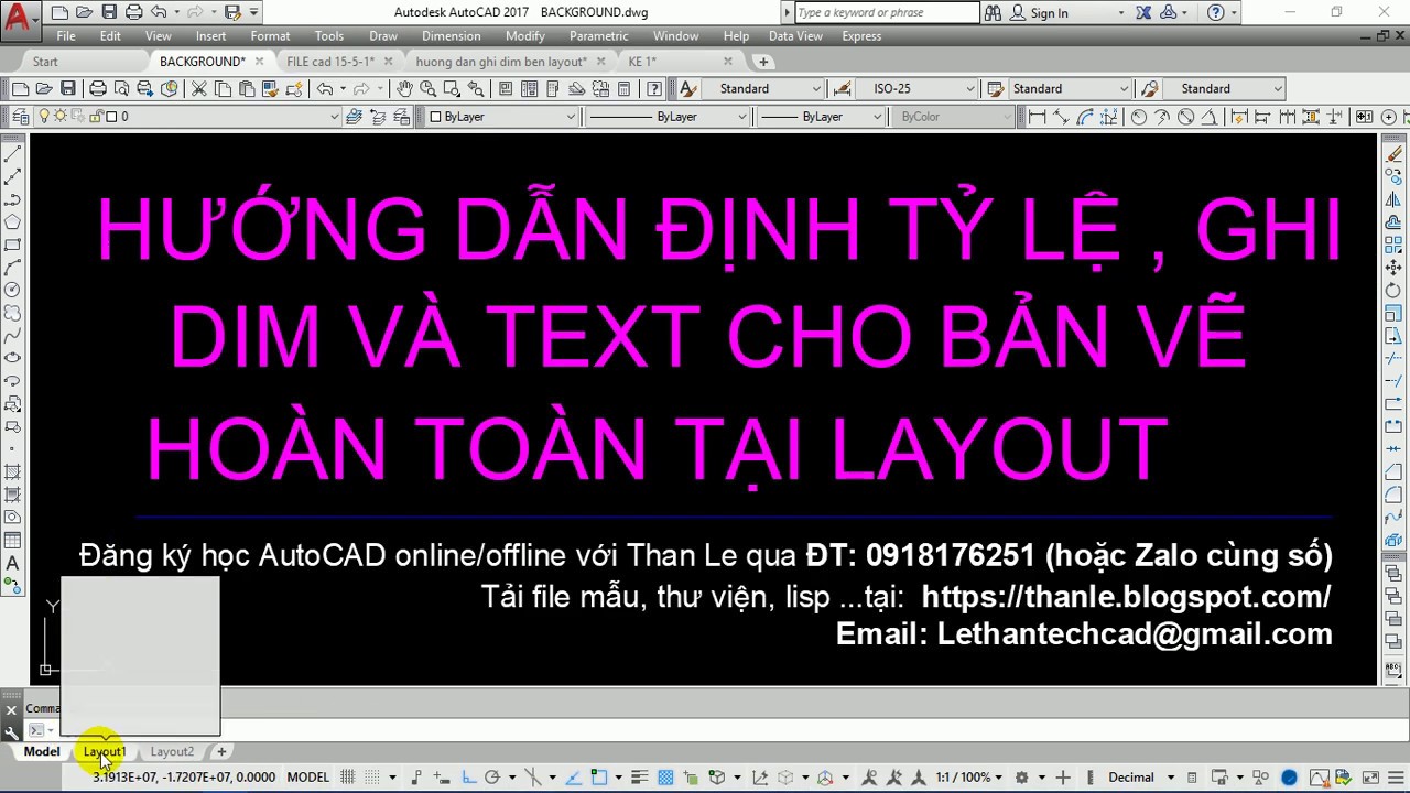 CÁCH DÀN TRANG ĐỊNH TỶ LỆ , GHI CHÚ KÍCH THƯỚC VÀ CHỮ HOÀN TOÀN TẠI KHÔNG GIAN LAYOUT AUTOCAD