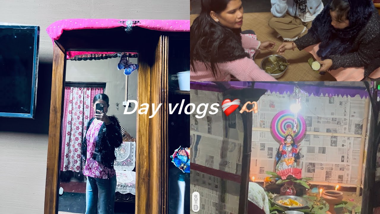 Saraswati puja invite bai sgni ngo😂❤️||day vlogs😋🪻