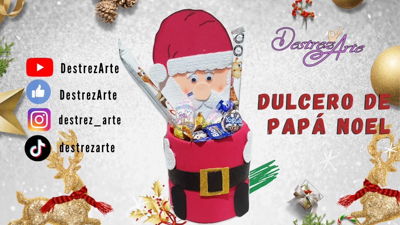 MANUALIDADES NAVIDEÑAS Precioso Dulcero de Papá Noel con botella reciclada