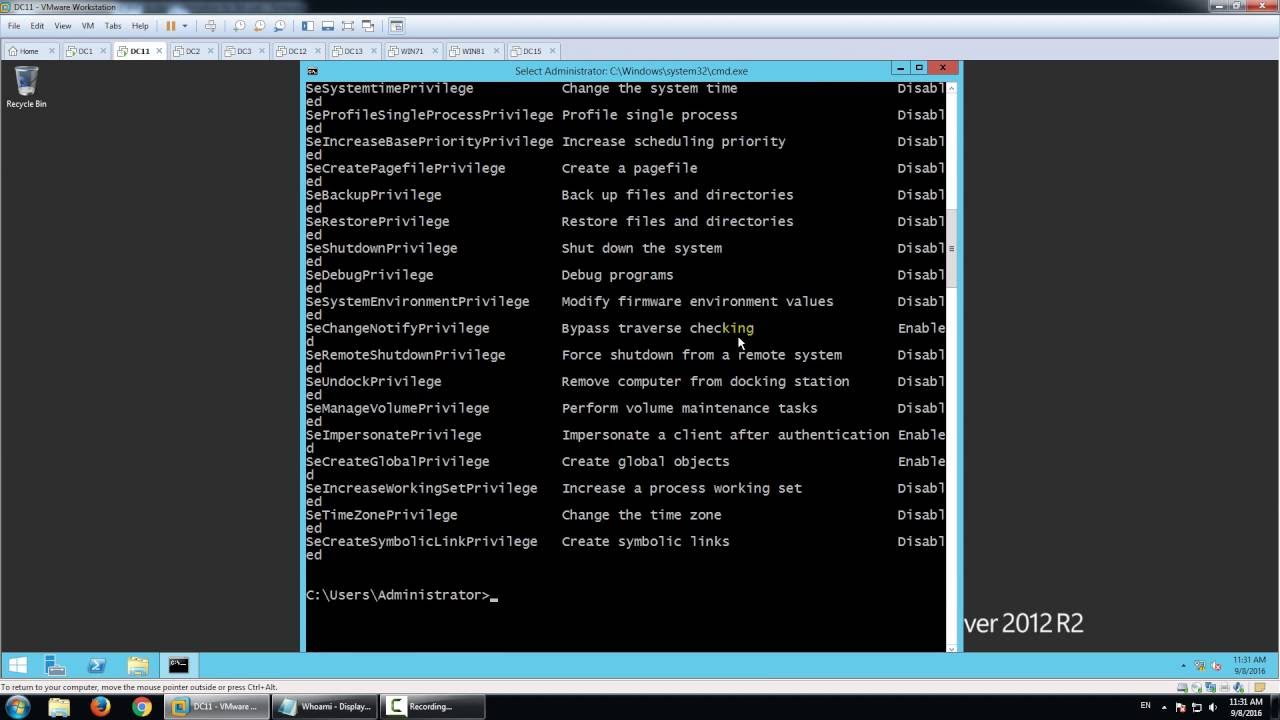 Whoami : Displays user, group and privileges information for the user