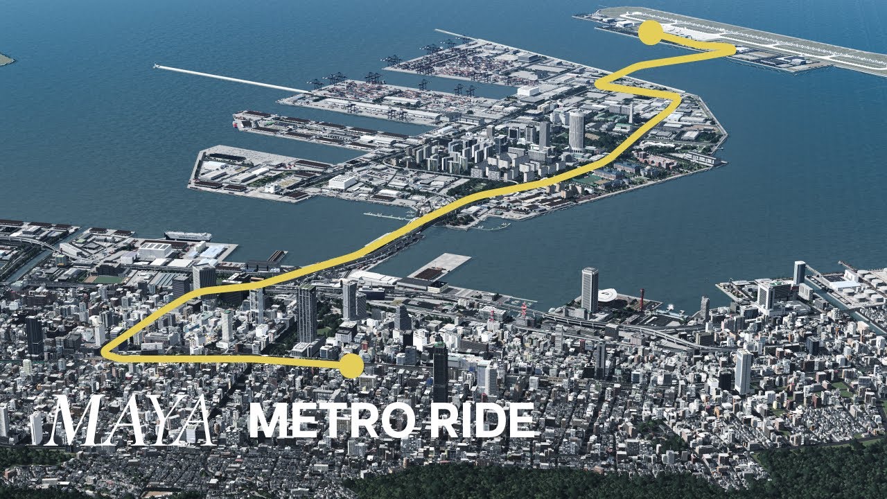 Metro Ride: From Downtown to Airport Island (First Person) - Cities Skylines: Maya