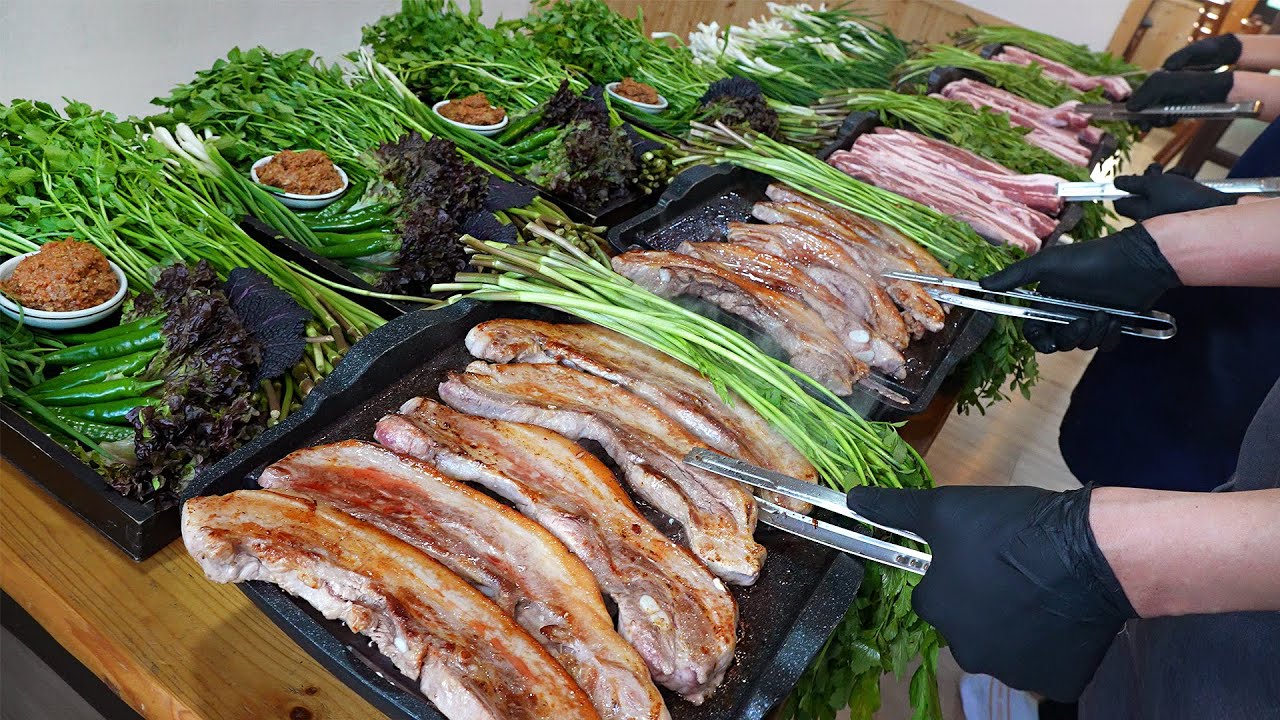 직접 농사지은 채소 가득주는 산아래 삼겹살집? 부터 1950년 문열어서 미친듯이 팔리는 삼겹살까지! 삼겹살 영상 몰아보기┃TOP3 pork belly/KoreanStreetFood