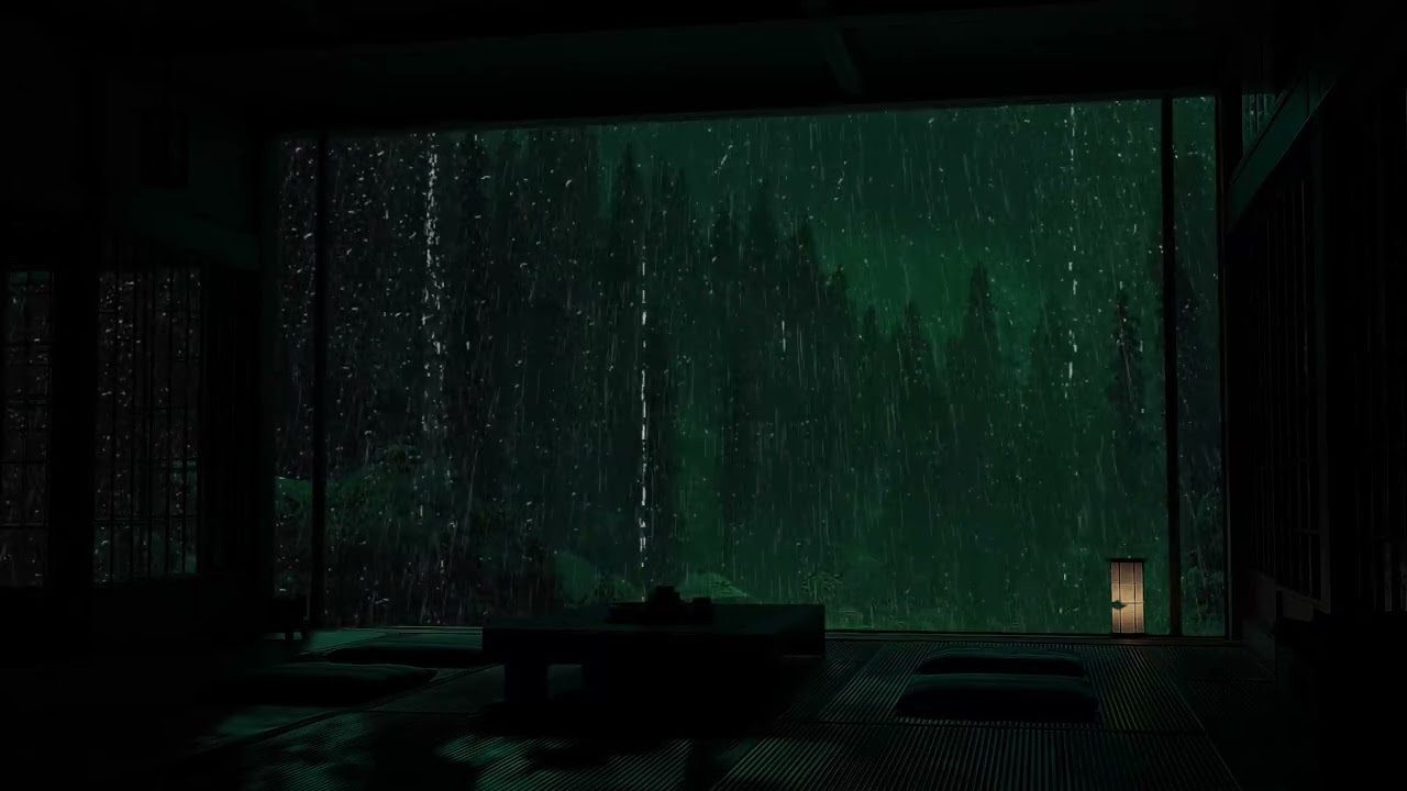 Deep Forest Winter Rain in a Dark Bedroom 🌧 (No Ads) | Peaceful Cabin Ambience for Deep Sleep