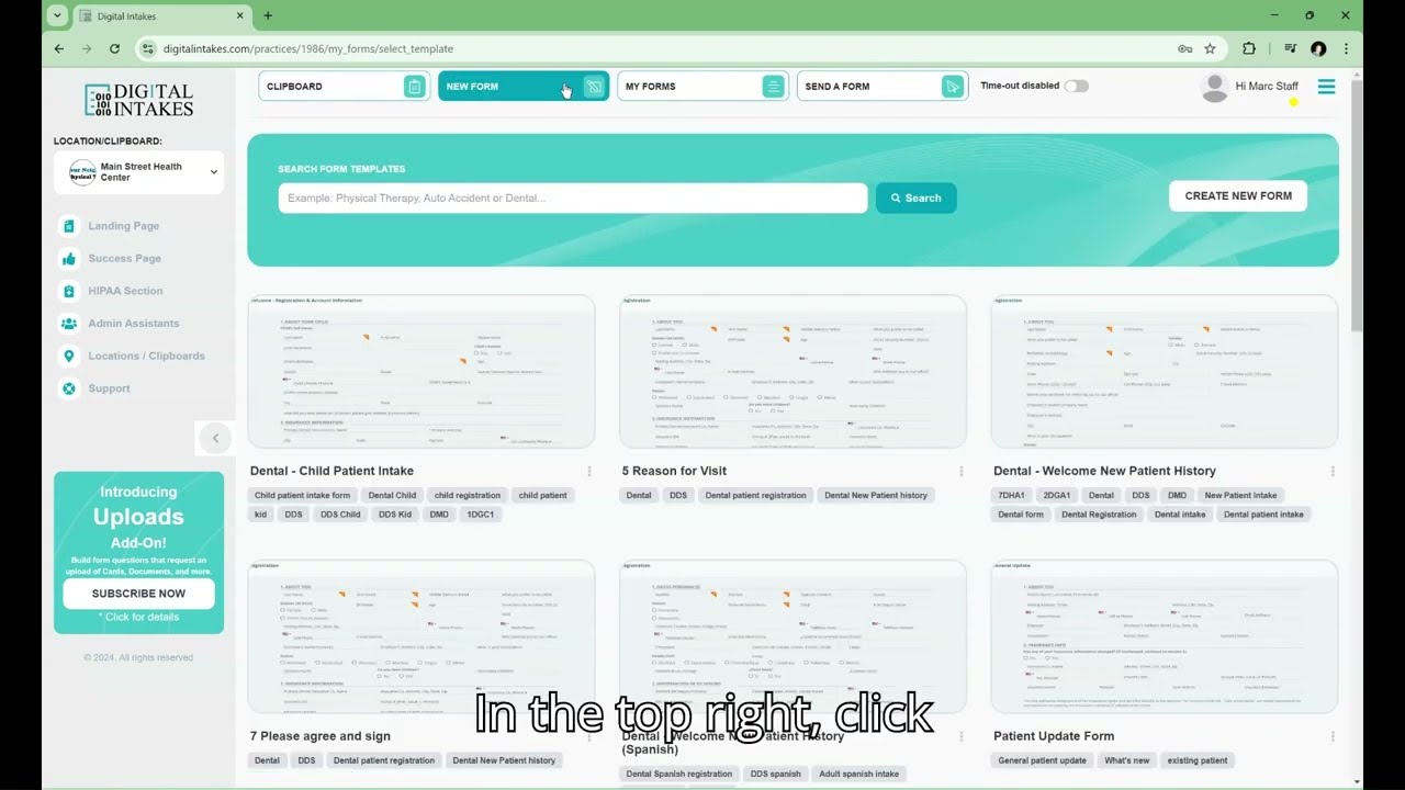 How to Create a digital form using www.digitalIntakes.com.