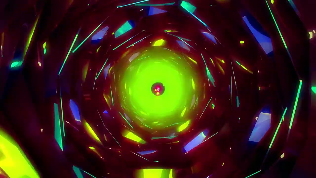 Immersive Neon Kaleidoscope Tunnel | Glowing Circles & Moving Light Animation