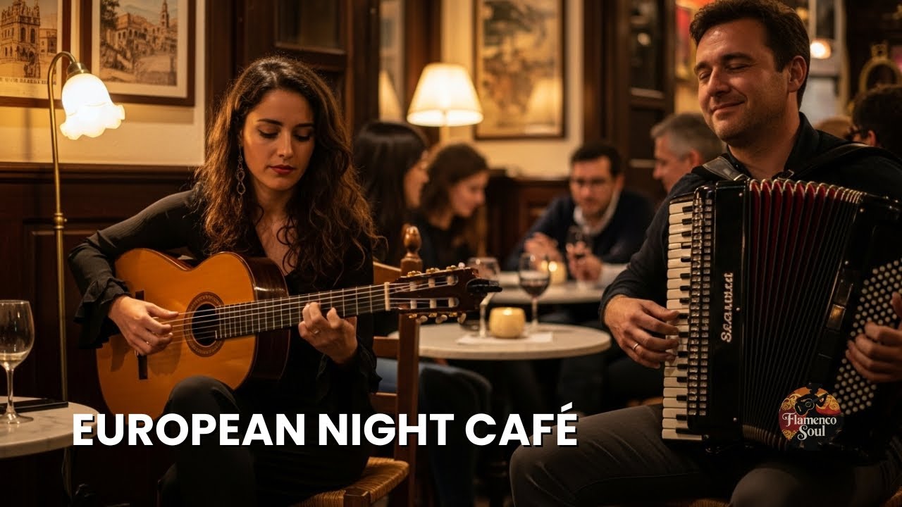 ☕ Accordion & Guitar Live – Romantic French & Spanish Café Music 24/7 🎶