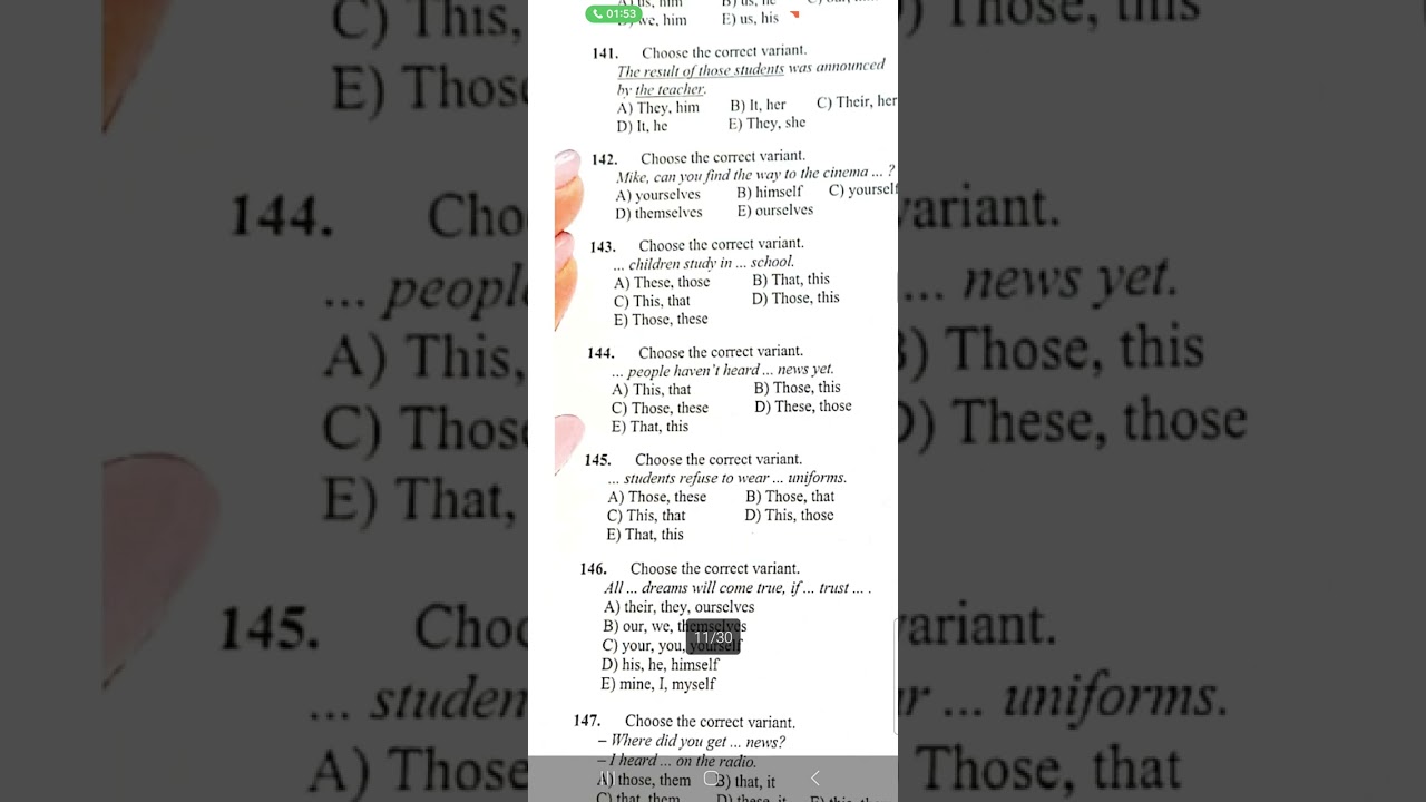 Pronouns (personal, possessive, reflexive, demonstrative, reciprocal) Test izahı