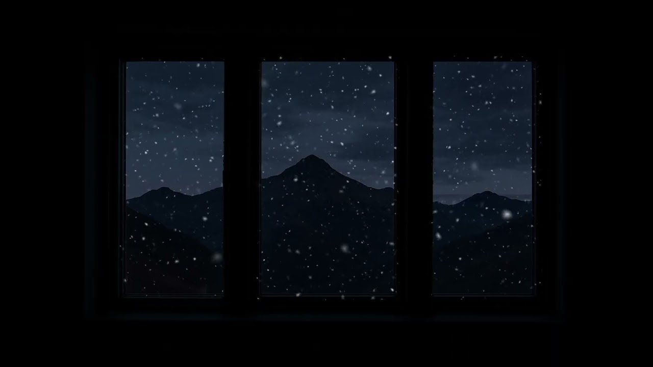 Realistic Snow Window View at Night &ndash; Mountain Sleep Ambience (Projector Friendly)