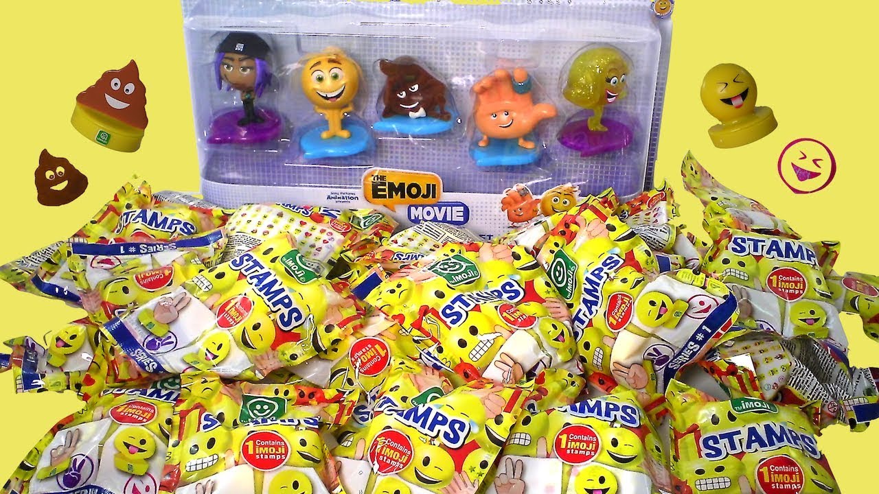 Figuras The Emoji Movie y Bolsitas sorpresa Emoji Stamps Sellos Sobres Imoji en español
