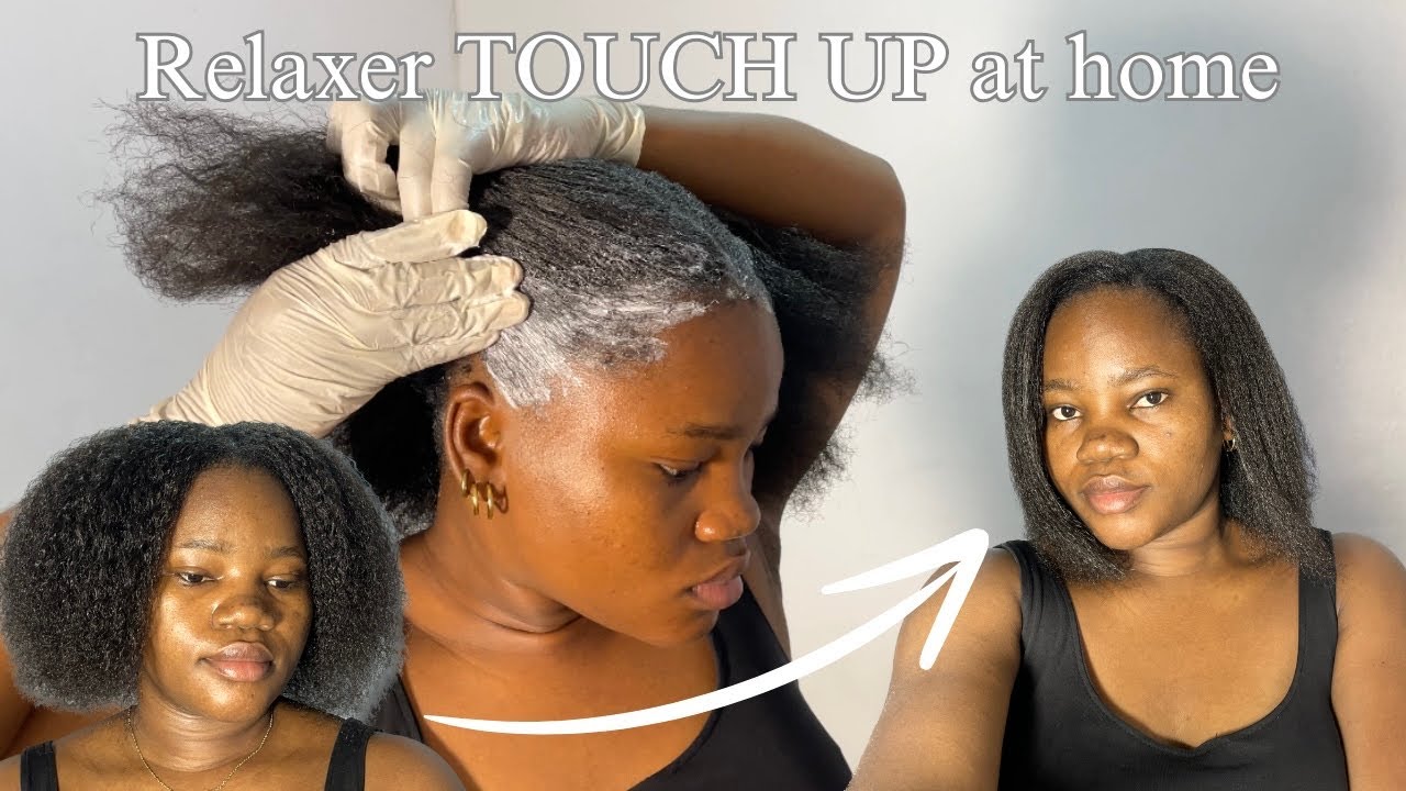 Relaxing my Natural Hair again (new growth) How to self Relax your hair at home #relaxedhair
