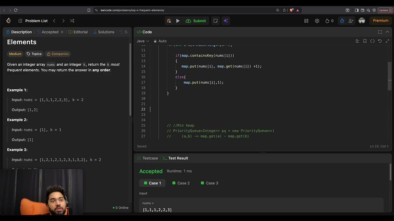 Top K Frequent Elements - Leetcode 347 - Java