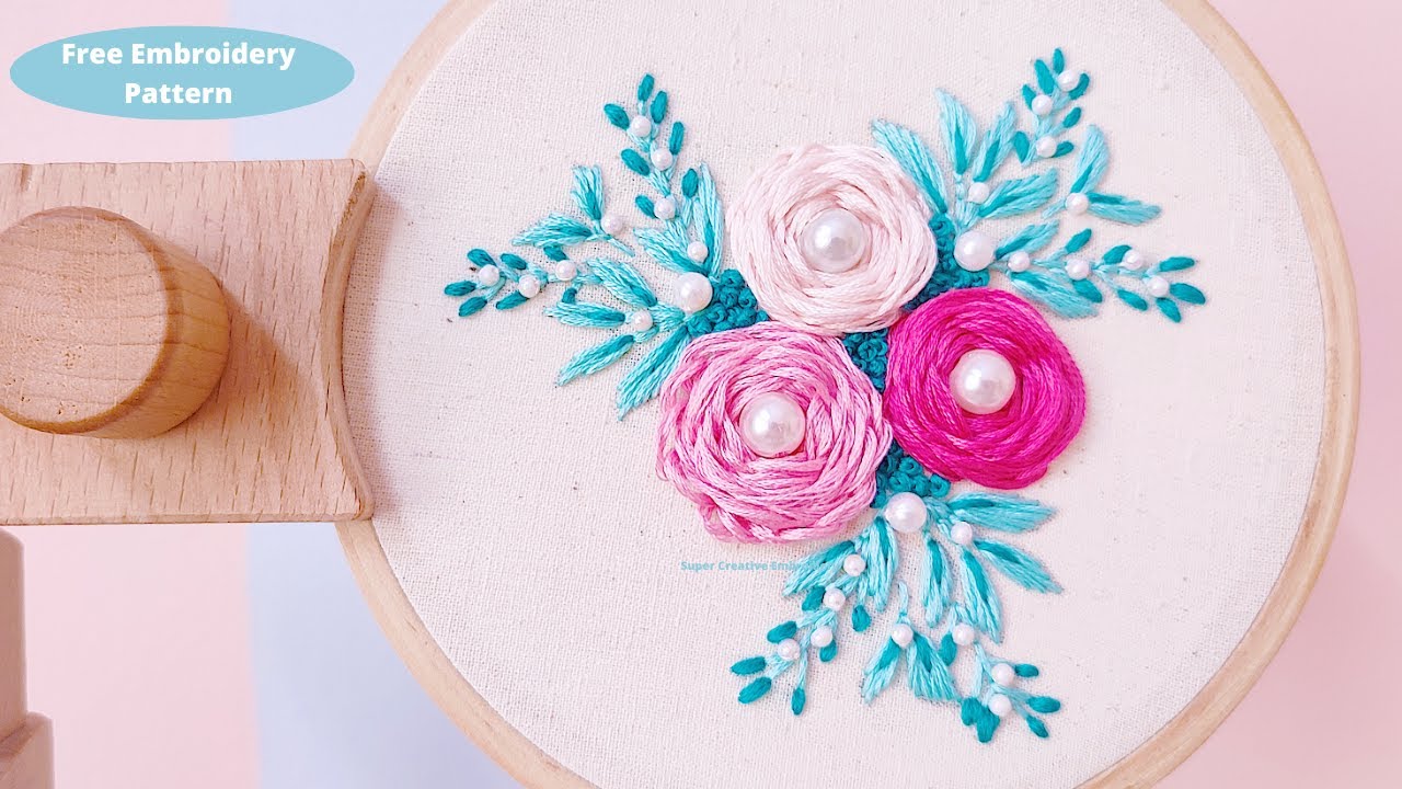 Easy Woven Rose floral pattern🌹Embroidery for Beginners🌹Super Creative Embroidery🌹Hand Work Design🌹
