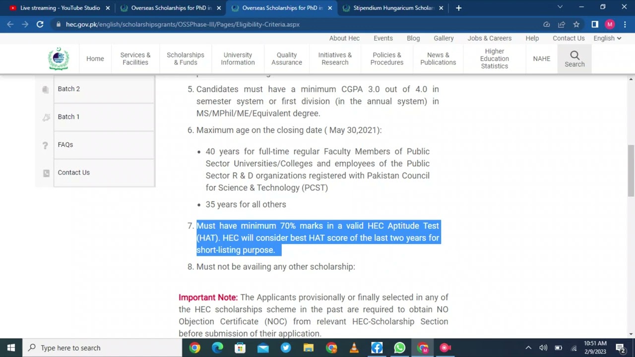 HEC Stipendium Hungaricum Merit and expected HAT Cut Off Score Explained