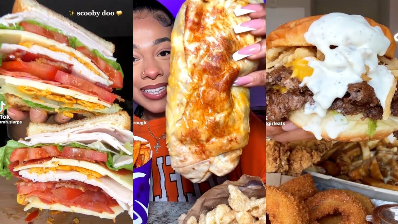 TIKTOK FAST FOOD MUKBNAG COMPILATION BURGER BURRITO SANDWICH FRIES TACO BELL DOMINO'S BIRRIA TACOS